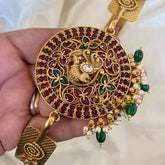 AD Stone Peacock Pendant Plain Hipbelt-Green Bead Pearl-G6745